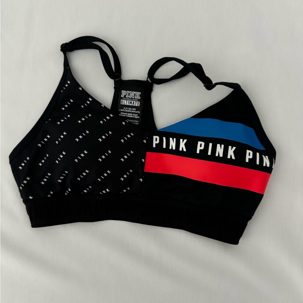 PINK Victoria's Secret sports bra Ultimate lightly lined black red blue Small